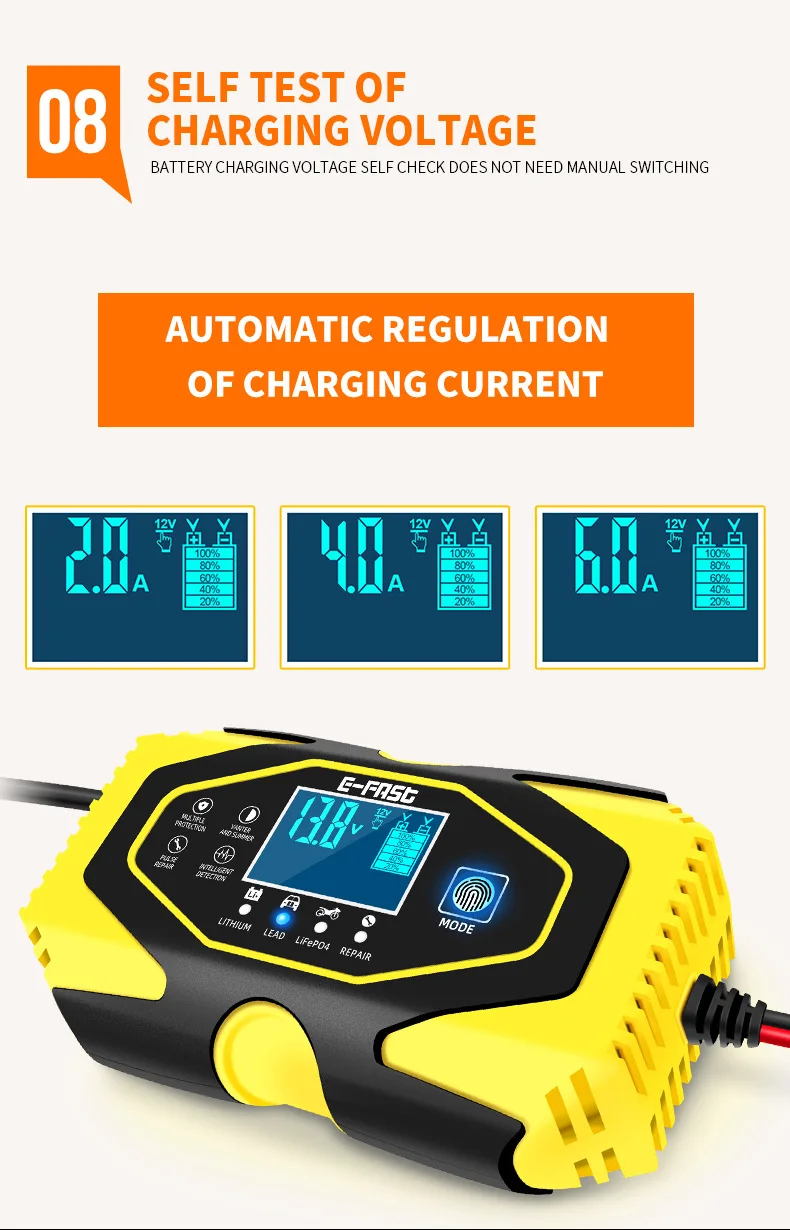 Eafc voll automatisches Autobatterie ladegerät 12v 6a 24v 3-stufiges  intelligentes Batterie ladegerät, Autobatterie ladegerät für Gel-Nass-Agm- Batterie - AliExpress