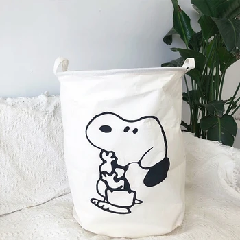 

Cute Dog Canvas Material Foldable Laundry Basket Toy Clothes Collapsible Cubes Storage Bin Waterproof Laundry Hamper