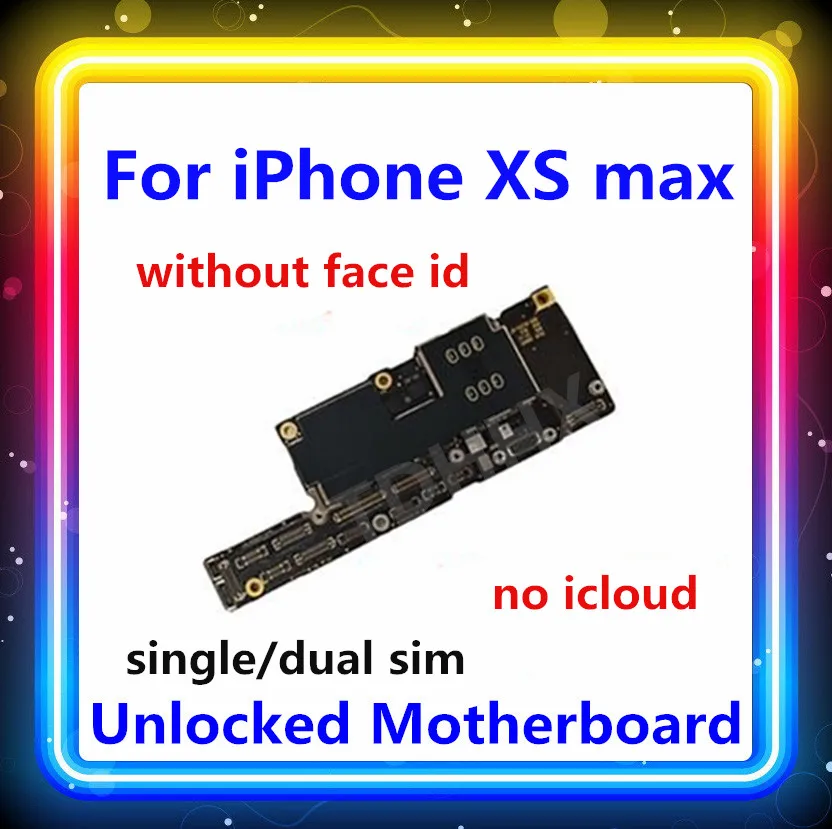 

100% Unlocked Motherboard For iPhone XS MAX Without Face ID Free iCloud singel/dual sim IOS Logic Board With Full Chips Original