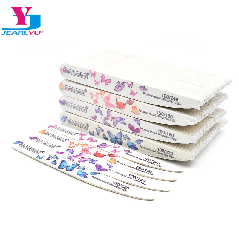 

200Pcs Wooden Nails File For Manicure Polishing Strong Sandpaper Double-Sided Care UV Gel Washable Emery Board Nails Accessories