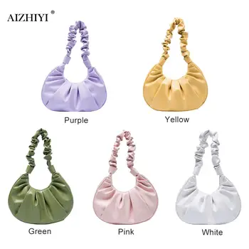 

Folds Design PU Leather Shoulder Bags For Women 2020 Elegant Handbags Female Travel Totes Lady Fashion Hand Bag