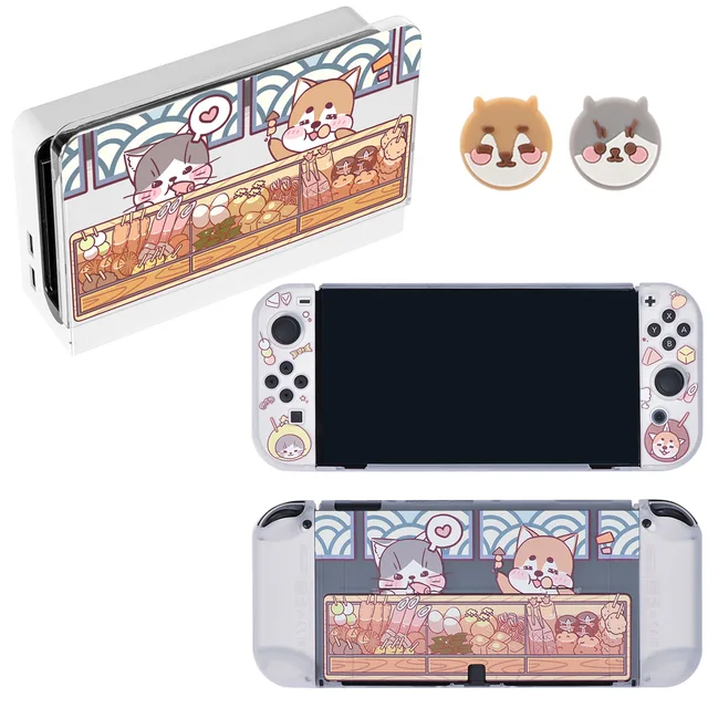 For Nintendo Switch OLED Cute Cartoon Anime Case Joy Con Controller Shell Kawaii Pink Soft Silicone Protective Cover Accessories N