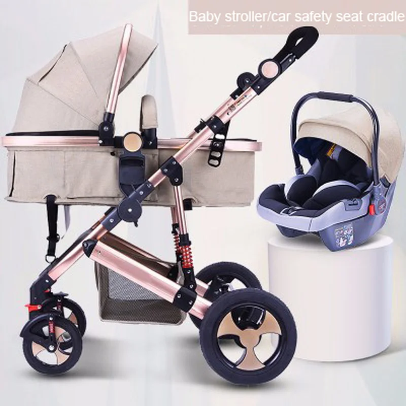  Baby Stroller 3 In 1 with Car Seat High Landscape Baby Stroller Newborn Car Seat Cradle Travel Syst