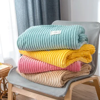 

Single Color Stripes Single Layer Magic Velvet Airable Blanket Casual Blanket Double Layer Blanket Foreign Trade Cross Border Be