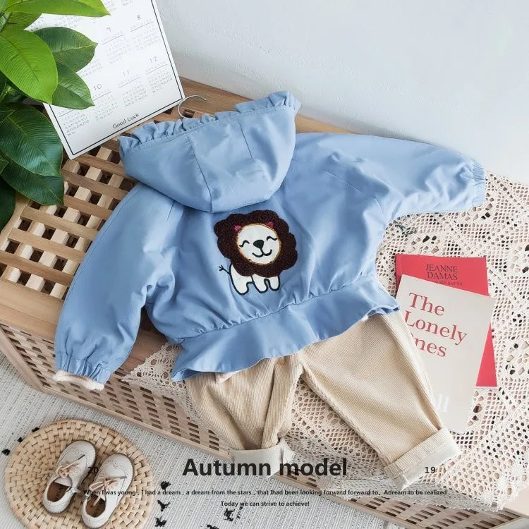 New Baby Girls Clothes Cartoon Pattern Girls Jackets Coats Thick Fleece Hooded Kids Outwear Jacket BC806