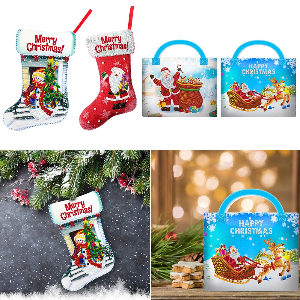 Diy Diamond Painting Christmas Stockings Santa Claus Snowman Christmas Tree Socks Pendants Apple Candy Gift Bag Party Decor Diamond Painting Cross Stitch Aliexpress