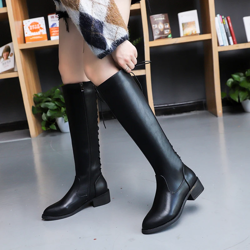 3588s black Новинка года; зимние теплые женские ботинки; нескользящая женская обувь с круглым носком на толстом высоком каблуке; 43 - Цвет: 3588s black