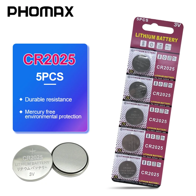 PHOMAX 5 шт./карта CR2025 кнопочные батареи DL2025 KL2025 BR2032 литиевая батарея дистанционное управление калькулятор батарея камера часы