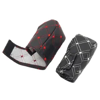 

2 Pieces Antiskid And Sweat Absorption Car Faux Leather Gear Shift Knob Cover Handbrake Gear Head Gear Shift Knob Cover Sleeve