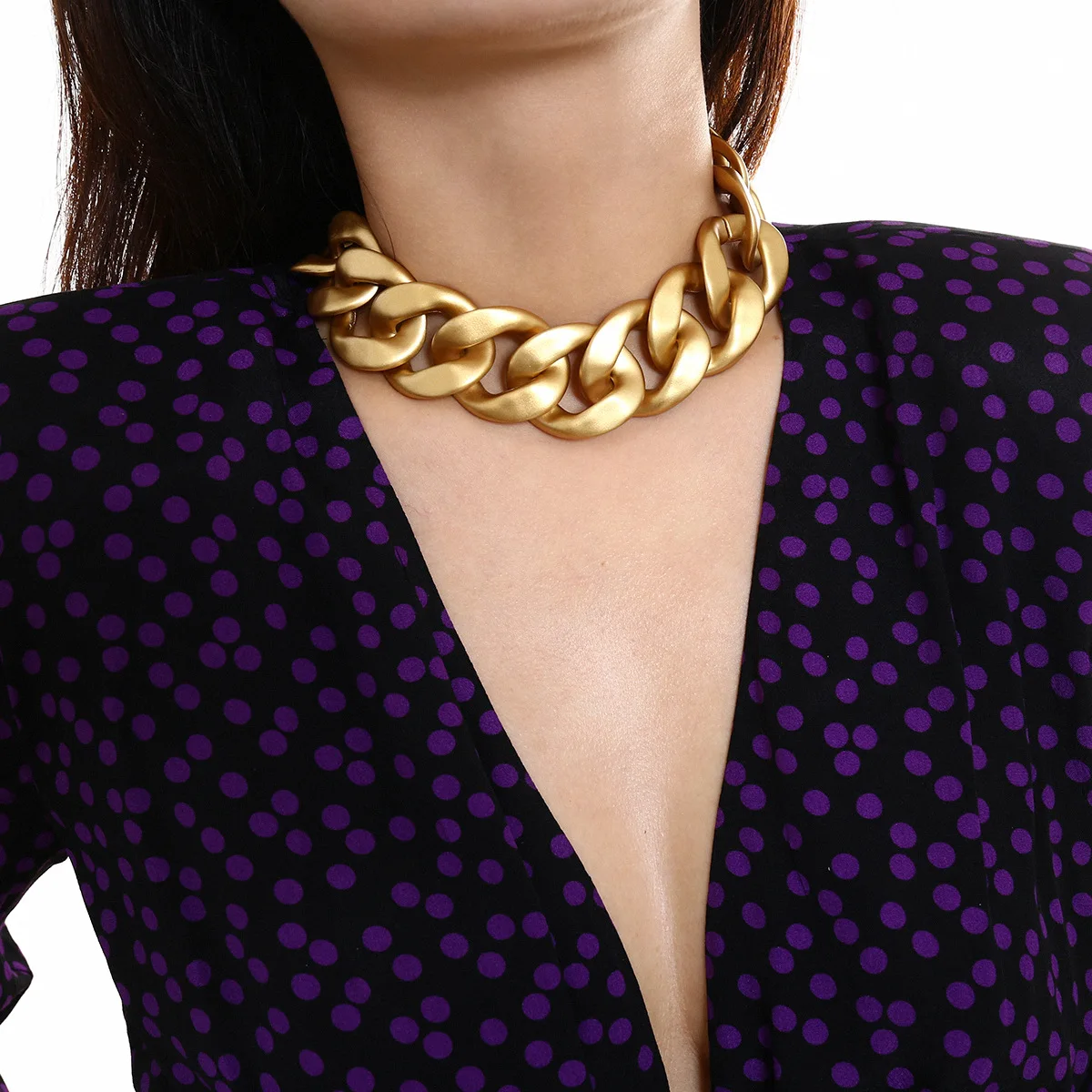 Fashion Gold Link Chain Necklace Hip Hop Jewelry Women's Punk Statement Chunky Choker Exaggerated Charm Female Accessories ZA