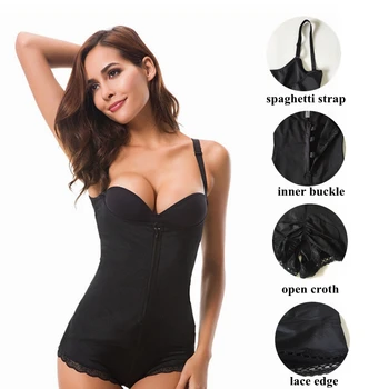 

Women Butt Lifter Full Body Shaper Shapewear Open Crotch High Waist Inner Buckle Zipper Control Slimming Sheath Corset Bodysuit