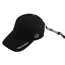 Трендовая дикая шляпа женская летняя мода смайлик Бейсболка мужская черная с длинным поясом Кепка