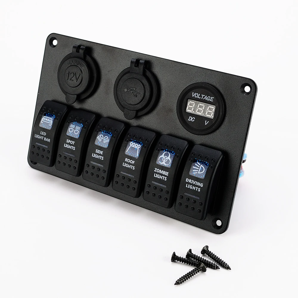 

Universal 6 Gang Car Marine Boat 12V 24VRocker Switch Panel Circuit Breaker