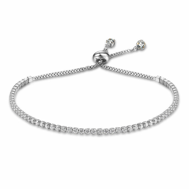 Crystal Charm Bracelets for Women Fashion Cubic Zirconia Tennis Bracelet Bangle Wedding Daily Jewelry Adjustable Gift