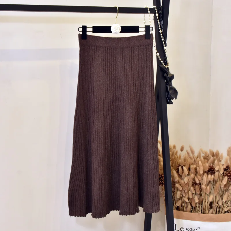 Faldas mujer moda макси с высокой талией зимние юбки для женщин трикотажные юбки jupe longue Осенние Теплые женские длинные юбки