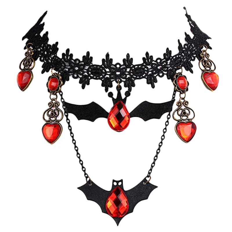 

Halloween Lace Choker Necklace Bat Crystal Vintage Chokers Necklaces & Pendants Statement Party Jewelry Gift