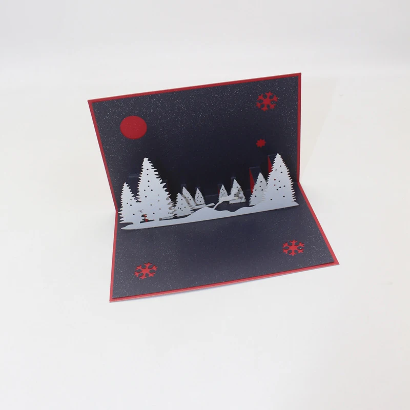  3D Handmade Night In The Forest Christmas Eve Paper Invitation Greeting Cards PostCard Merry Christ - 4000314518207