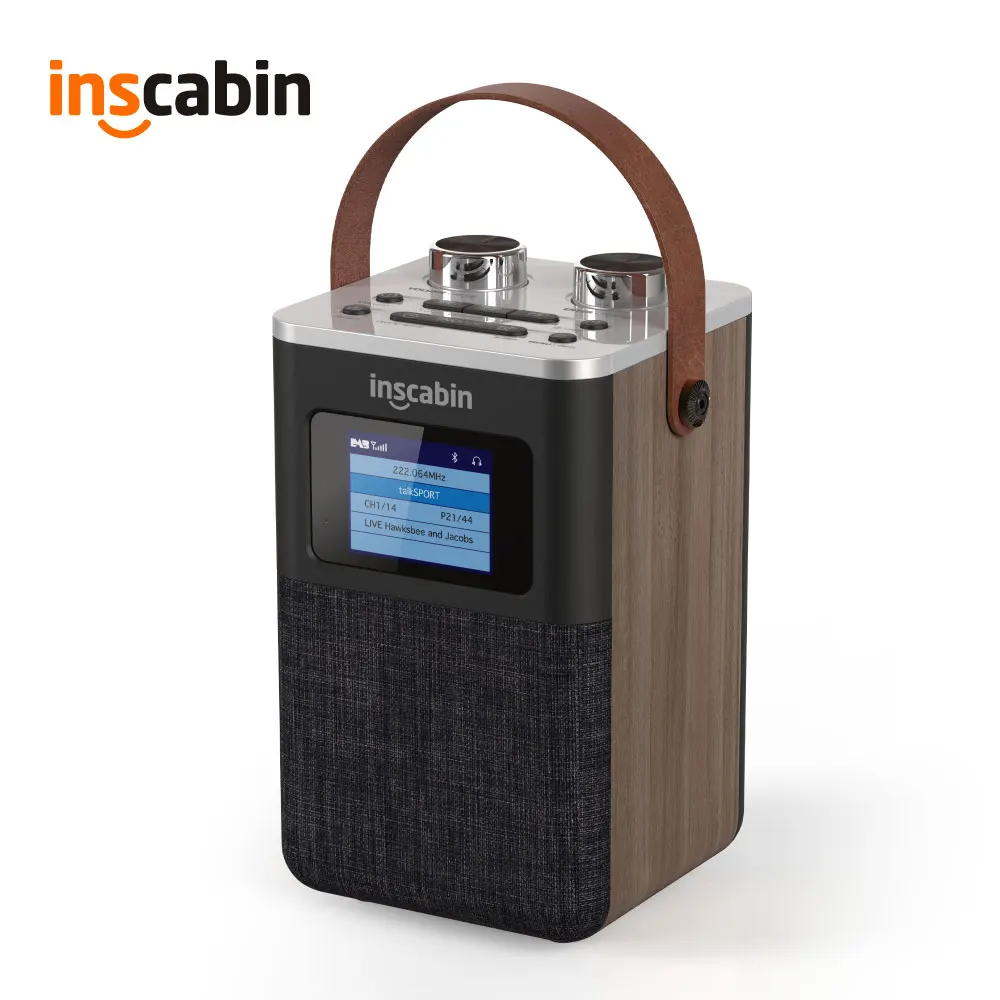 Inscabin P7 Stereo DAB Radio Portable Wireless Speaker with Bluetooth DAB+ FM/Subwoofer/Rechargable Battery/wooden