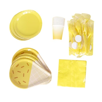 

Ice Cream Shape Birthday Wedding Picnic Party Disposable Plate Baby Shower Disposable Cup DIY Dessert Table Decoration