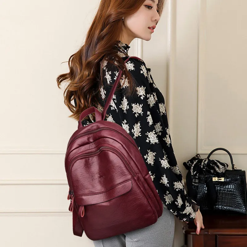 Женский кожаный рюкзак женский рюкзак для путешествий mochila feminina sac a dos femme школьные рюкзаки для подростков девочек опрятная сумка на плечо