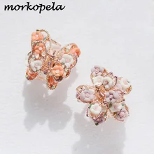 Morkopela маленькая заколка для волос с цветком Краб модная заколка для волос для девочек милые аксессуары для волос горный хрусталь заколки для волос