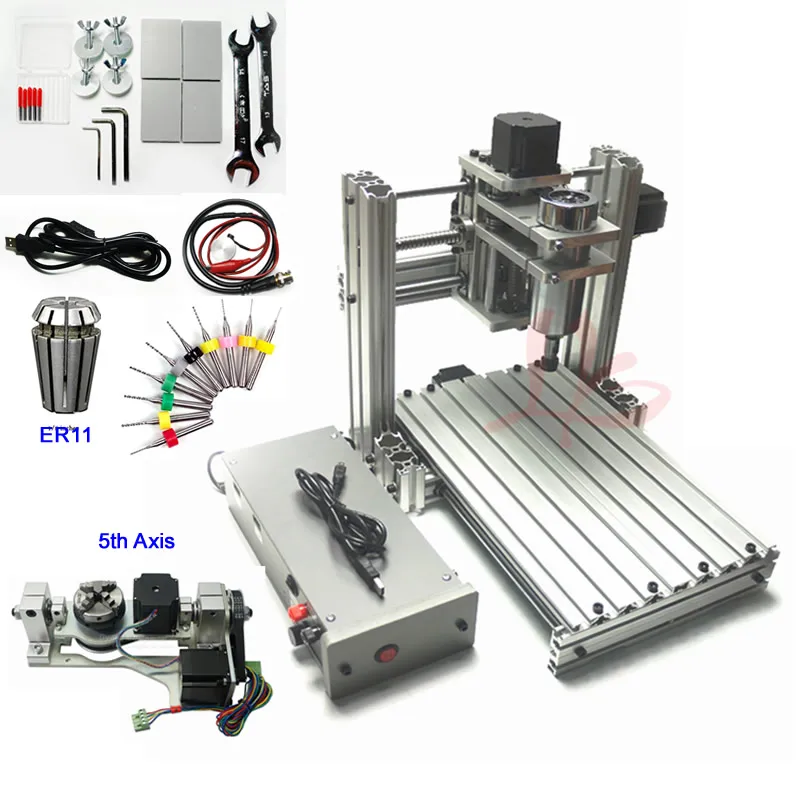

No Tax to EU Countries, 4 Axis Mini CNC 2520 Router 300W Spindle PCB Drilling Machine with Rotary Axis for 3D Wood Engraving
