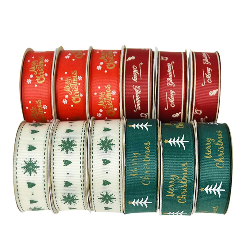 

10Yards 20mm Merry Christmas Tree Printed Polyester Ribbon Christmas Ribbon For Christmas Gift Wrapping Decorations DIY Crafts