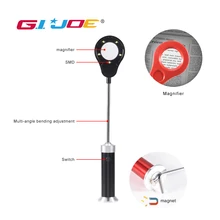 GIJOE светодиодный рабочий светильник, поисковый светильник из алюминиевого сплава, мощная Рабочая лампа, магнитное использование, 3* AAA батареи, портативный светильник с лупой