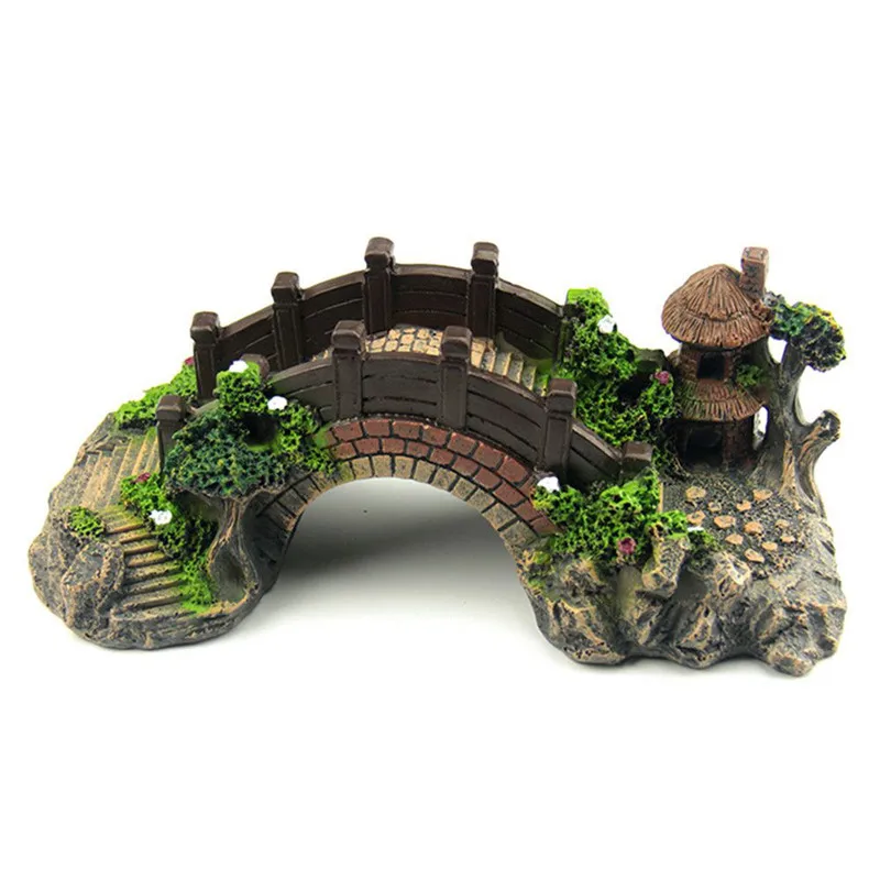 

TTLIFE Aquarium Resin Decoration Colorful Bridge Pavilion Tree Rockery for Fish Tank House Home Aquarium Decoration For Fish