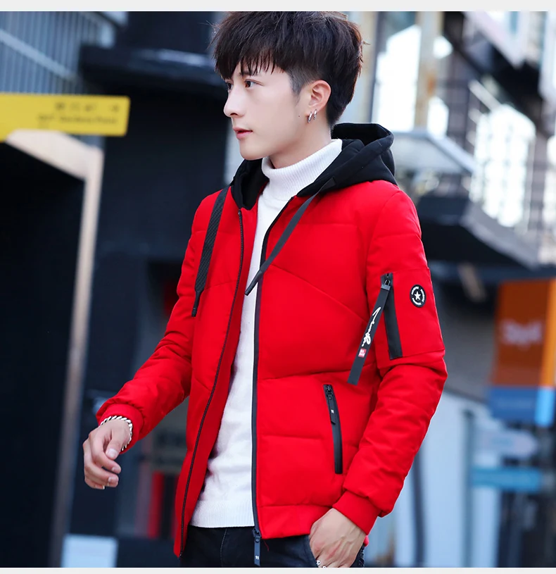 Популярный бренд, стиль, зимнее толстое мужское хлопковое пальто с капюшоном, корейский стиль, тренд, приталенный пуховик, хлопковая стеганая одежда Ha