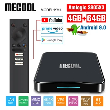 

KM1 TvBox Smart box Andriod 9.0 pie ATV Amlogic S905X3 4+64G Box TV 2.4G&5G 2T2R WiFi Blutooth 4.2 Youtube Set Top Box player