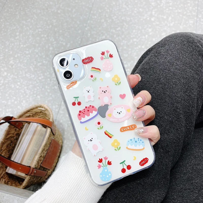 INS Корея со смешным медведем Чехол для мобильного телефона iphone XR XS MAX 6 6S 7 8 плюс