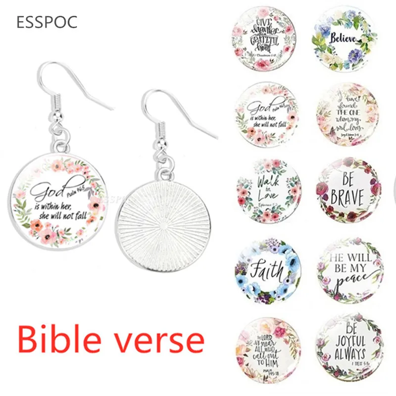 FineBibleVersesLongEarringGlassDomeDangleEarringScripture