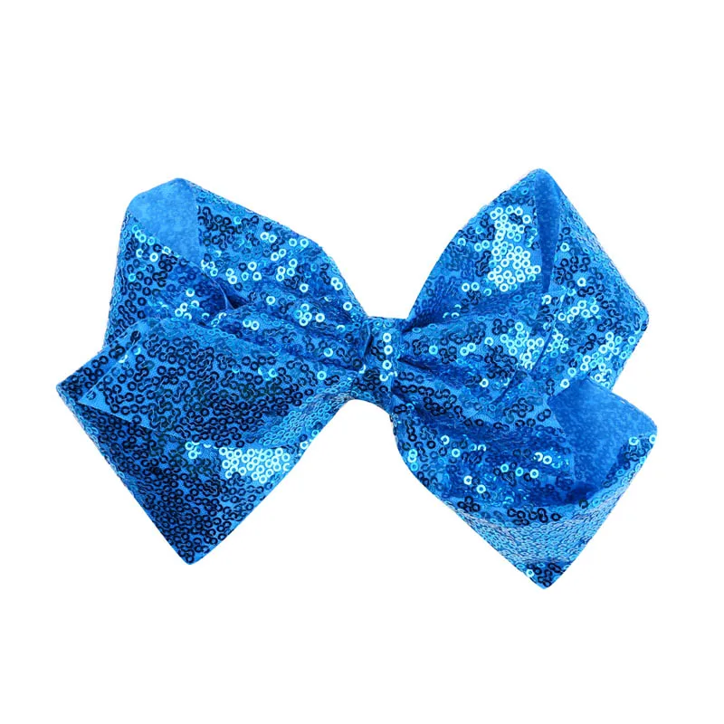 blue 1 шт. 8 дюймов Большой бантик для волос с пайетками Аллигатор зажимы аксессуары для волос для девушек аксессуары Новинка - Цвет: blue