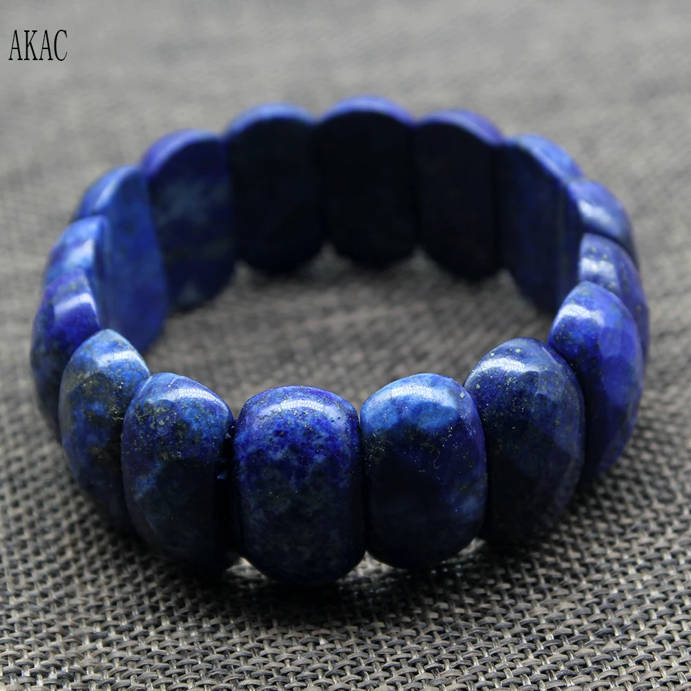 

Free shipping AKAC approx13*25mm natural lapis lazuli faceted bangle bracelet