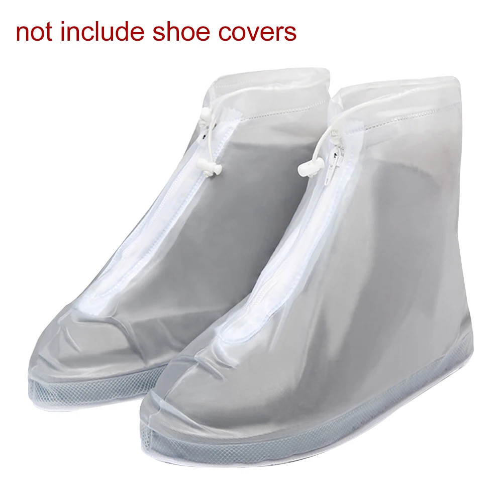 PVC Sneaker Reusable Waterproof Zipper Closure Non Slip Rain Shoe Covers Drawstring Design Outdoor Unisex Mud Protector Durable