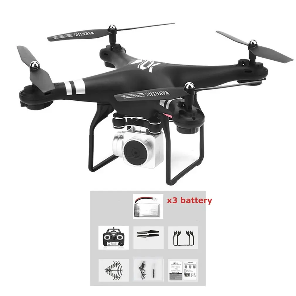 SH5HD FPV Drone with 1080P WIFI Camera Drone Live Video Altitude 2.4GHz 4 Channels 6 Axis Gyro RC Helicopter with 2/3 Batteries - Цвет: Black 0.3MP