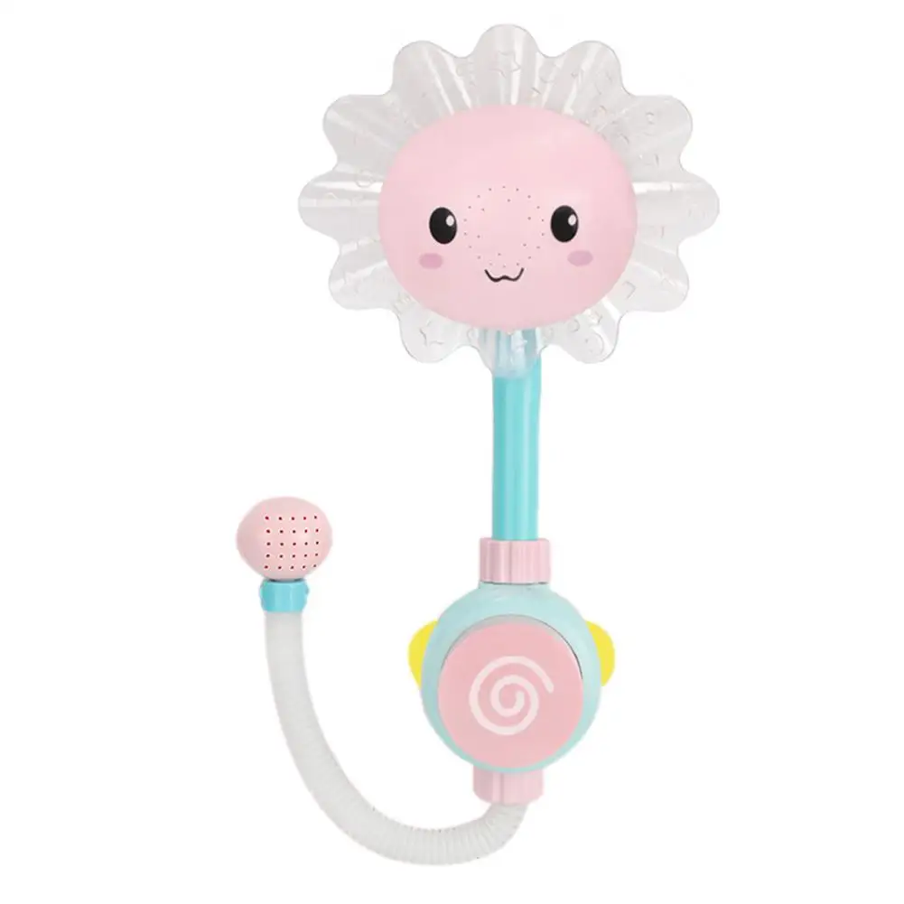 Pink Игрушка для ванны, детский ручной душ с подсолнухами, детский спрей для купания, игрушки для ванной, инструмент для распыления, водопоглощающий шар - Цвет: Pink