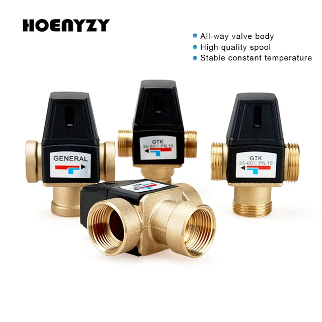 3/4 "1" หญิง/ชายทองเหลือง Thermostatic วาล์วผสม DN20/25 3-Way Thermostat สำหรับเครื่องทำน้ำอุ่นพลังงานแสงอาทิตย์ห้องน้ำอุปกรณ์เสริม 1