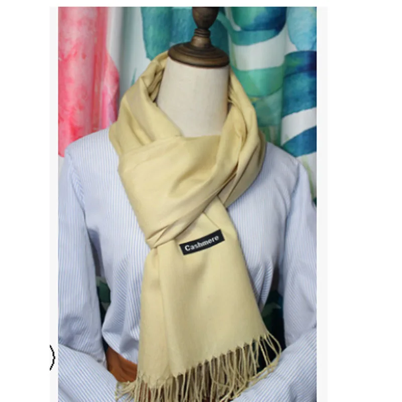 

Meihuida Winter Women Soft Comfortable Pashmina Silk Classic Solid Cashmere Tassels Wool Scarf Wraps