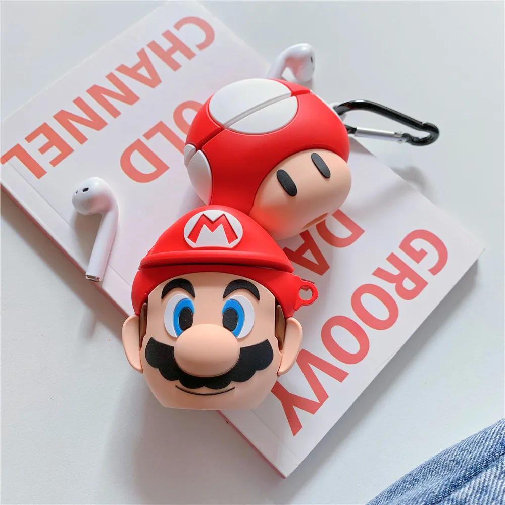 

Cute Cartoon Silicone 3D Super Marios Bros Toad Animation Wireless Bluetooth Earphone Accessories Apple Airpods 12 Headphone Set