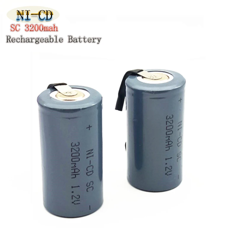 

12pc 1.2V rechargeable battery 3200mah 4/5 SC Sub C ni-cd cell with welding tabs for electric drill screwdriver