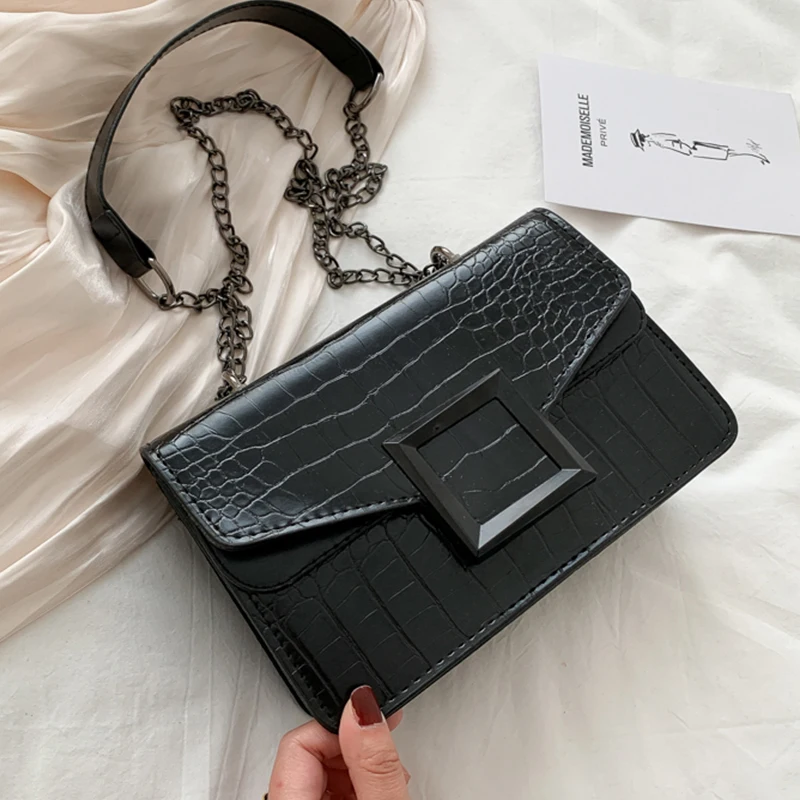 Stone Pattern PU Leather Crossbody Bags for Women 2021 Small Shoulder Simple Bag Female Luxury Chain Handbags and Purses Bolso | Багаж и