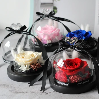 

Hot Valentines Day Gift Forever Rose Flower Rose In Flask Glass Dome Mother's Day Preserved Rosevalentines Day Christmas Gift