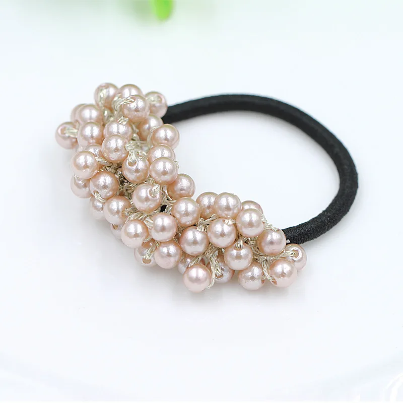 Pearls Beads Headbands Ponytail Holder Girls Scrunchies Vintage Elastic Hair Bands Rubber Rope Headdress Women Hair Accessories - Цвет: 4