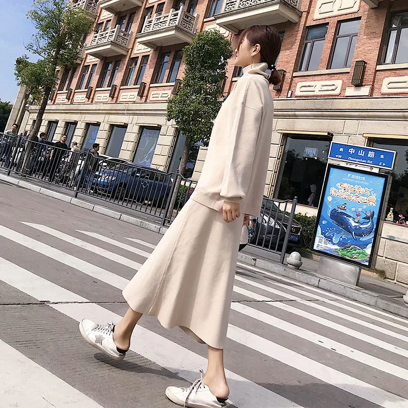 coat skirt Свитер женский Водолазка пуловер женский из двух частей вязаный свитер кашемировый свитер женский свободный свитер женская зимняя одежда - Цвет: coat skirt