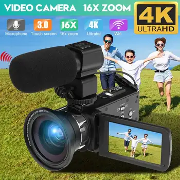 

WIFI 30MP 4K Professional HD Camcorder vlog Video Camera Night Vision Touch Screen Camera 18X Digital Zoom Camera With Mic Lens