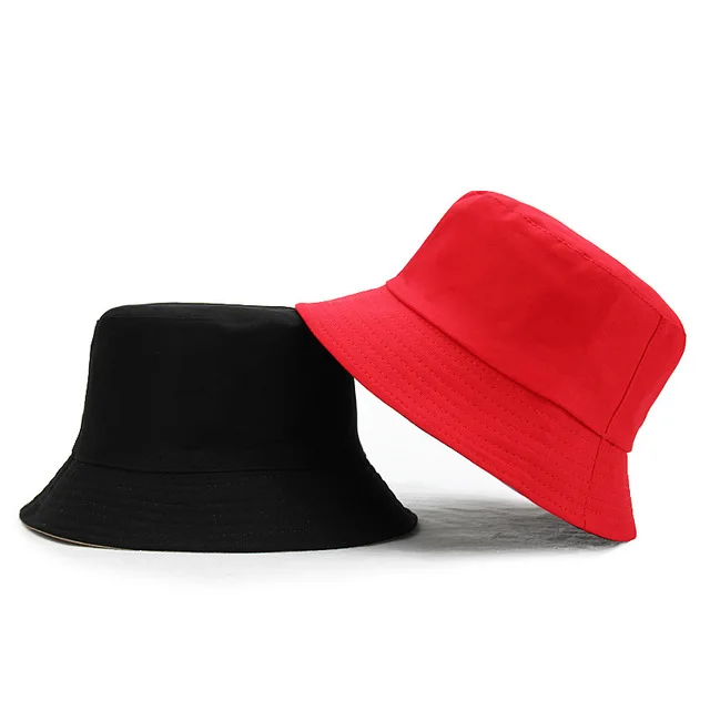 black red Новинка, унисекс, Двусторонняя одежда, солнцезащитные мужские женские шапки, летняя Панама для рыбалки, однотонная солнцезащитная Кепка, уличная Рыбацкая Кепка с козырьком, s - Цвет: black red