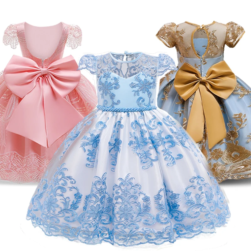Кружевное платье с цветочным рисунком для девочек; платье принцессы для детей 4, 6, 810 лет; детская одежда для дня рождения; детское свадебное платье с вышивкой и открытой спиной