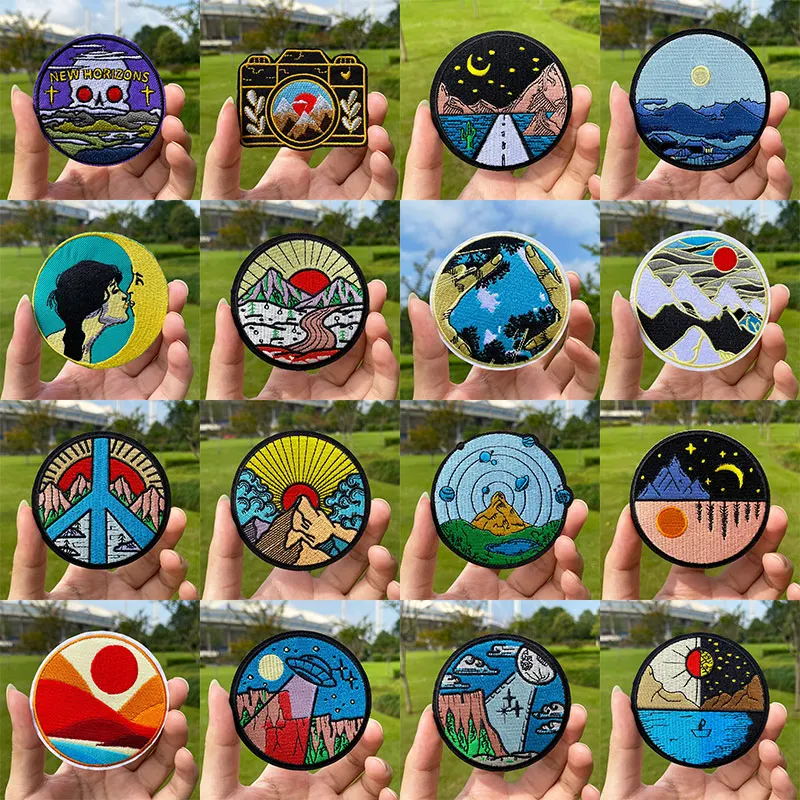 

Mountain Space Patch Iron On Patches On Clothes Adventure Outdoor Camping Travel Patches For Clothing Applique Stripe For Jacket